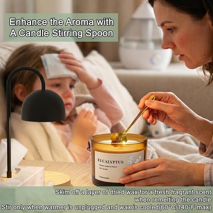 VOHO Eucalyptus Wickless Candles for Candle Warmer Lamp, 9oz Soy Candle with Stirring Spoon & Lid, Wickless Eucalyptus Aroma for Candle Lamp, Candles Gifts for Men Women Housewarming Birthday