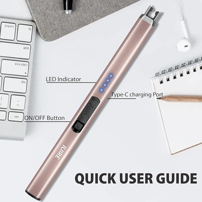 Electric Candle Lighter with Flashlight USB C Rechargeable Arc Lighters for Candles Windproof Plasma for Camping BBQ Stove Home Emergency with Safety Switch LED Battery Display