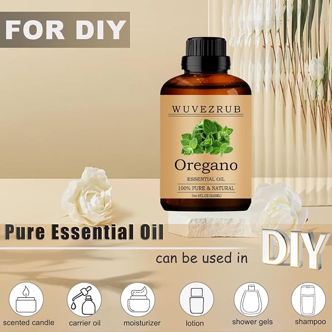 Oregano Essential Oils, 240ML Pure and Natural Essential Oil for Aromatherapy Diffuser - Oregano /8 Fl Oz