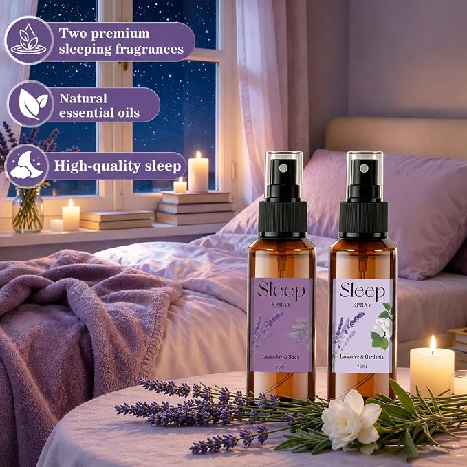 SCENTORINI Sleep Spray, 5.07 oz Pillow Spray with Lavender Essential Oil for Sleep Calming, 2 Pack Relaxing Aromatherapy Pillow Mist for Bedding, Liners, Sheets, Room Spray Air Freshener