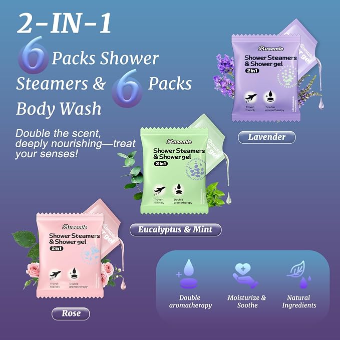 Shower Steamers Aromatherapy Birthday Gifts for Women - 8 Pcs Mothers Day Gifts for Mom Wife Daughter Grandma, Self Care with Natural Essential Oils Relaxation Home Spa Gift Set (Gradient Blue-Purple)