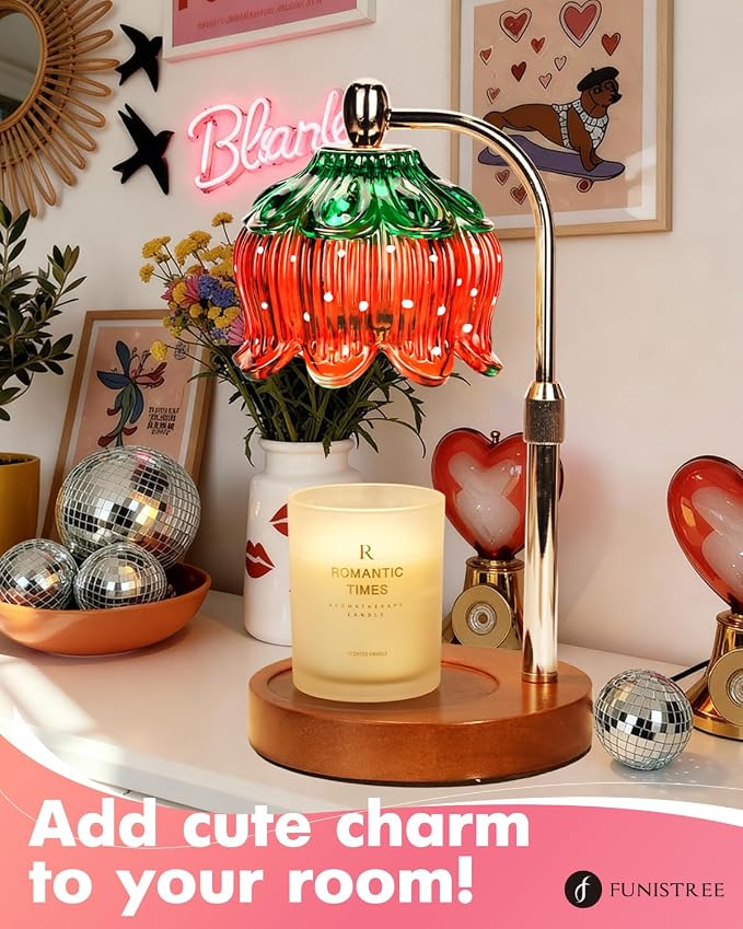 Strawberry Candle Warmer Lamp with Timer & Dimmable Brightness, House Warming Gift New Home, Candle Warming Gift for Mothers Day, Birthday Gifts for Women Mom,Flameless Wax Melt Warmer for Jar Candles