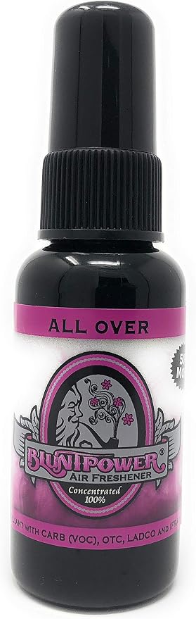 BluntPower (All Over, 1 Pack) Concentrated Air Freshener Spray - Oil-Based Room Diffuser Spray - Long-Lasting Bathroom Scent, Car Freshener & Odor Eliminator