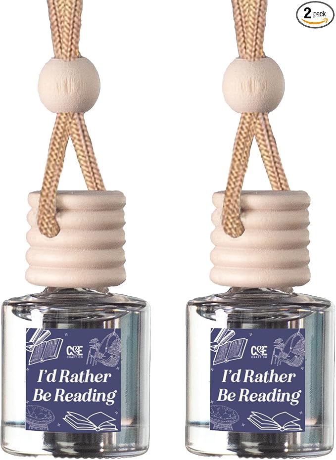 CANDECraftCo 2 Pack Bookish Scents Car Air Freshener for Essential Oils, Aromatherapy Automobile Diffuser, Gift for Her, Library, Book Lover Gift, Reading Bibliophile (I'd Rather Be Reading)
