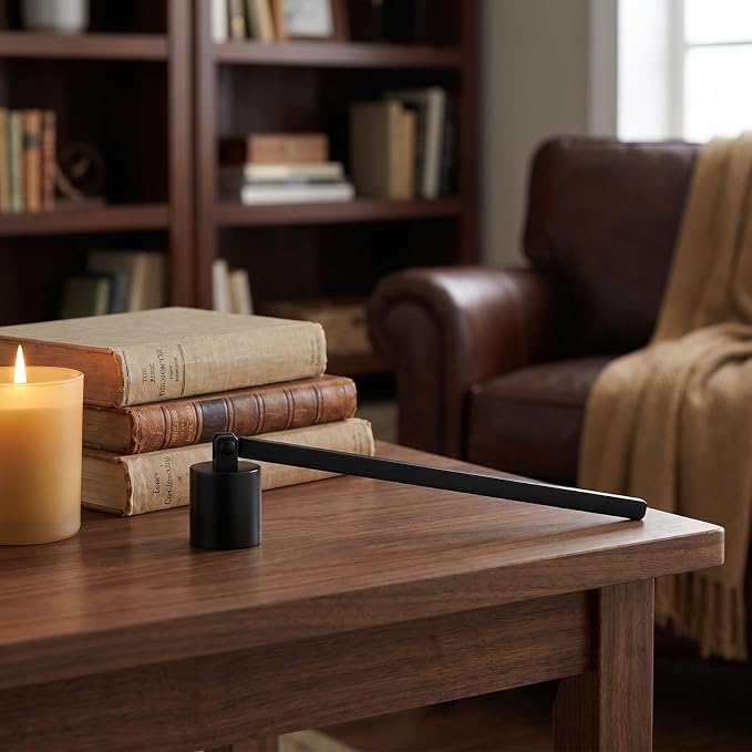 MAGICLULU Black Candle Snuffer with Handle, Stainless Steel Wick Extinguisher for Scented Candles, Black Flame Put Out Tool for Christmas Holiday Party Home Decor, 6.6 Inch Straight Tube Design