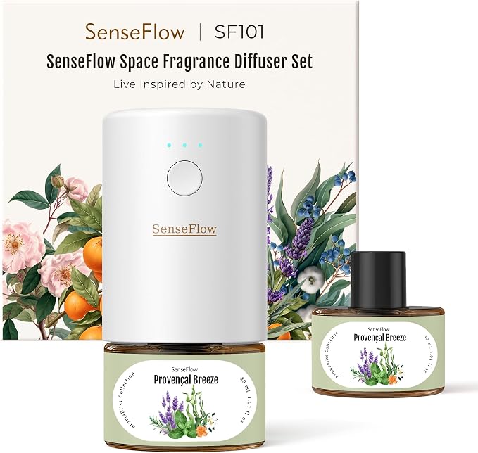 Plug-in Air Freshener for Home, Waterless Essential Oil Diffuser for Bedroom and Bathroom, Non-Toxic Formula for Pets and Nursery, 120 Days Runtime, Refillable Provençal Breeze(Sage Green)