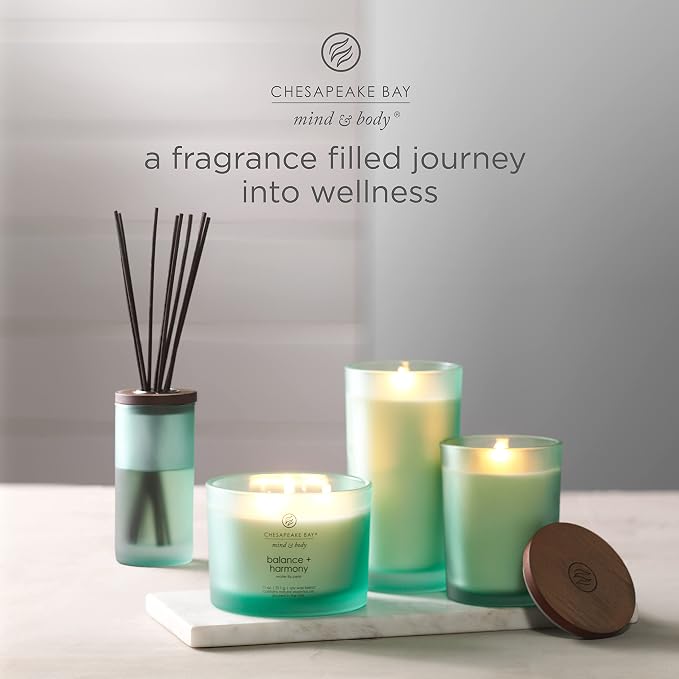 Chesapeake Bay Scented Candle | Balance + Harmony (Water Lily Pear) Medium Aromatherapy Tumbler Candle | Burn Time: Up to 57 Hours | Mind & Body Collection | Gifts for Women