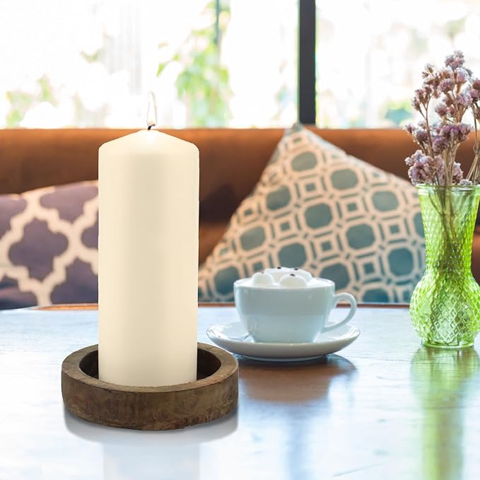 Stonebriar 80 Hour Long Burning Unscented Pillar Candles, 3x8, Ivory, 6 Count (Pack of 2)