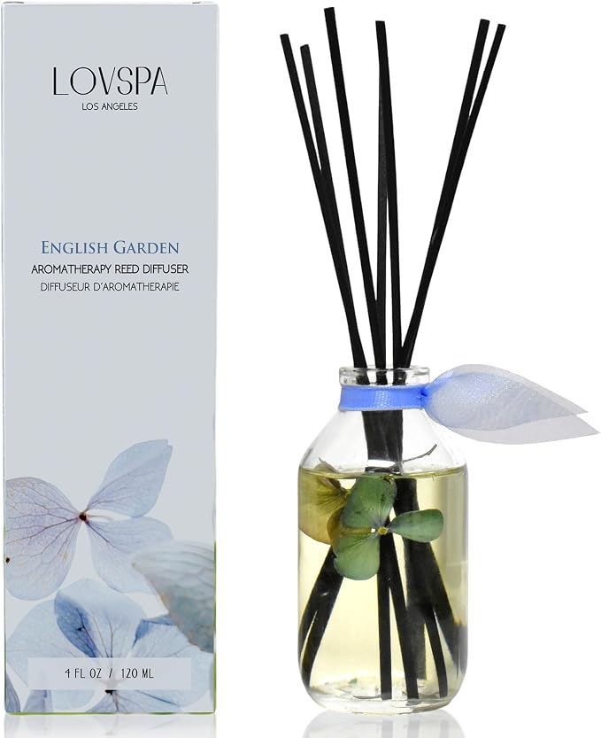 English Garden Diffuser Set, Shelf Decor, Home Fragrance, Room Scent | Jasmine, roses, and hyacinth profile, guest bath, decorative glass bottle, entryway, living room,