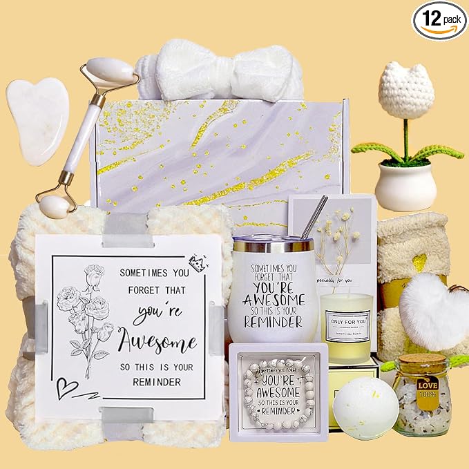 Self Care Gifts Baskets Women, 16PCS Get Well Soon Gift Box Relaxing Spa Set Care Package for Birthday, Valentines Day, Mothers Day, Christmas Gifts for Mom Girlfriend Sister Wife Grandma (Beige)