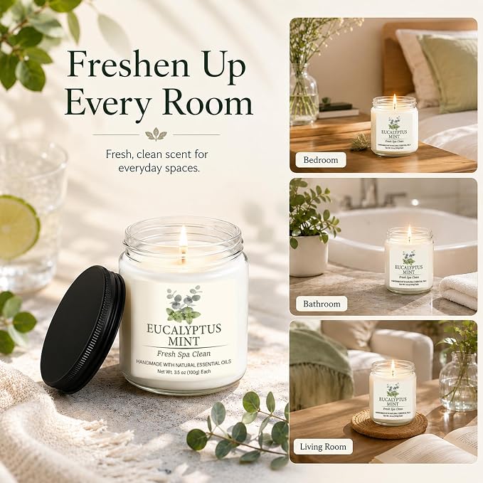 Spring & Summer Scented Candles Set, 6 Pack Soy Candles for Home, 21 oz Aromatherapy Candle Gift Set for Women, Mom, Birthday & Housewarming Gifts, Eucalyptus Mint & Vanilla Coconut
