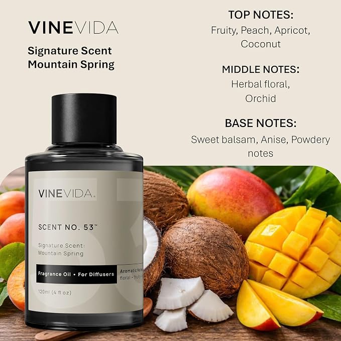 VINEVIDA [4 Fl Oz] Mountain Spring Fragrance Oil for Cold Air Diffusers, Essential Oils for Diffuser Oil Refill & Air Freshener Room Spray