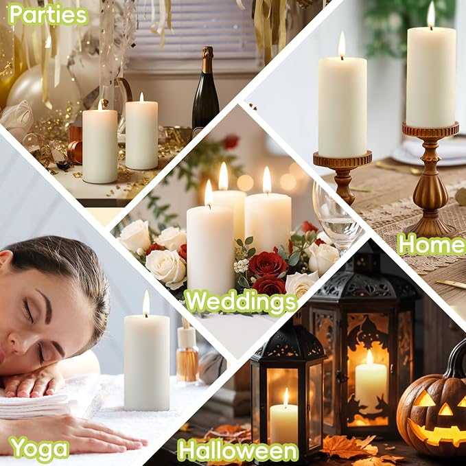 Beeswax Pillar Candles,Ivory White Unscented Candles -258 Hours Long Burning,100% Pure & Natural Bees Wax Candles for Home,Prayer,Dripless Smokeless Organic Pillar Candles Bulk-2x4in-6 Pack