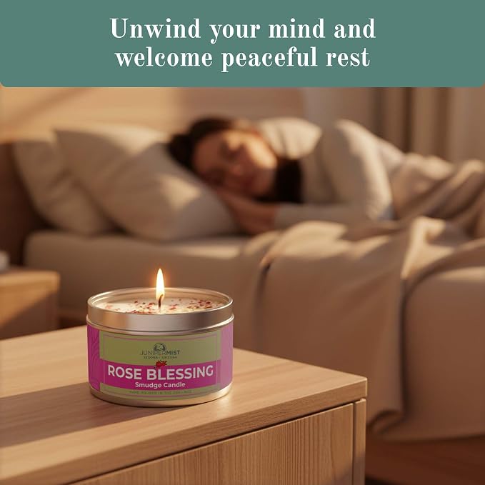 Smudge Candle Gift Set (4x6oz) – Love, Grounding, Cleansing & Awakening – Soy Wax Energy Candles – Sage, Rose, Palo Santo & Sedona – Spiritual for Protection, Intention & Healing – Made in USA
