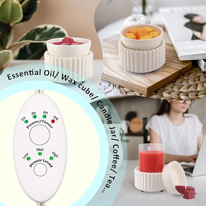 VICTORIA AROMA Ceramic Wax Melt Warmer with Timer Candle Warmer for Scented Wax Electric Fragrance Burner for Home, Office, Bedroom - Gift & Décor