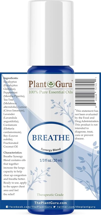 Breathe Essential Oil Blend Roll On 10 ml 100% Pure Pre-Diluted Therapeutic Grade