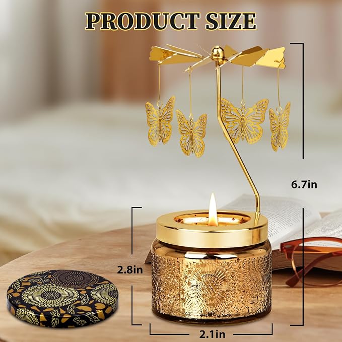 Nialnant Butterfly Candle Gifts for Women,Birthday Gifts for Mom Wife Sister Daughter Girlfriend Colleagues Friends, Rotatable Scented Candles Gift for Anniversary Mothers Day
