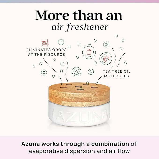 Azuna Air Freshener & Odor Eliminator for Strong Odor | 2 Room Kit Includes (2) 8 oz. Empty Luxe Glass Jars & 12 oz | Plant Powered by Australian Tea Tree Oil | Aromatherapy | Last 60-90 Days