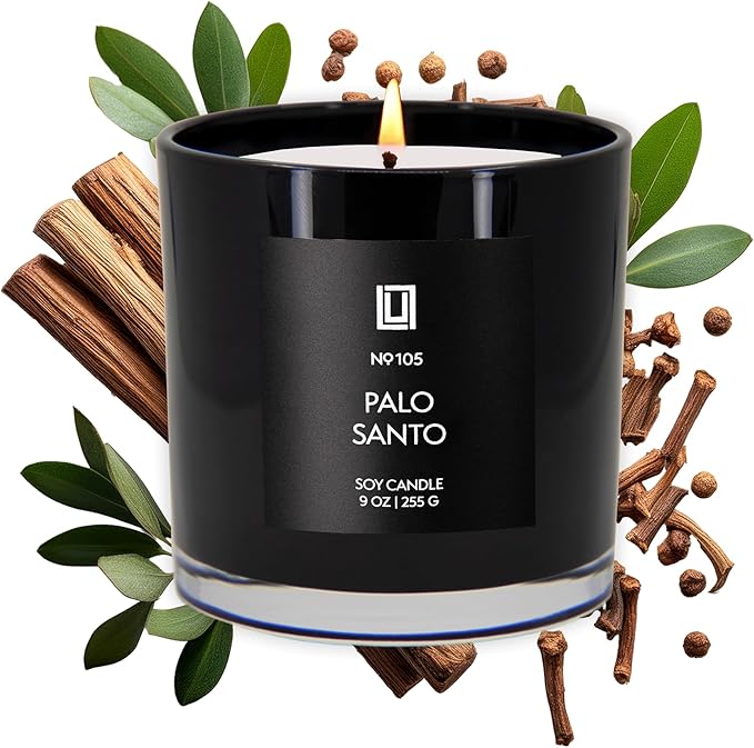 Lulu Candles | Palo Santo | Luxury Scented Soy Jar Candle | Hand Poured in The USA | Highly Scented Candles for Home Fragrance & Decor (9 Oz.)