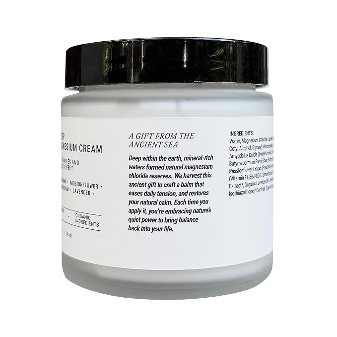 Magnesium Night Cream with Magnesium Chloride, Valerian Root, Passionflower & Lavender - Nourishing Body Balm with Organic Shea Butter for Your Evening Ritual - Made in USA, Women-Owned