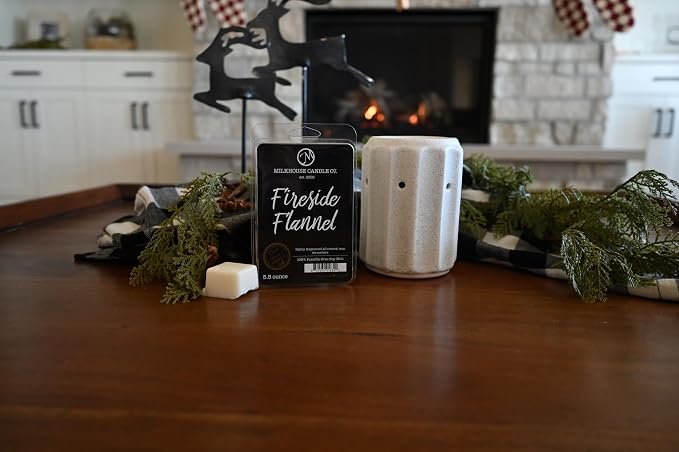 Milkhouse Candle Company Fireside Flannel Soy Wax Melts - Amber & Tobacco | Fir Balsam | Bergamot & Mountain Air Scented - 5.5 oz, Hand-Poured, Made in the USA