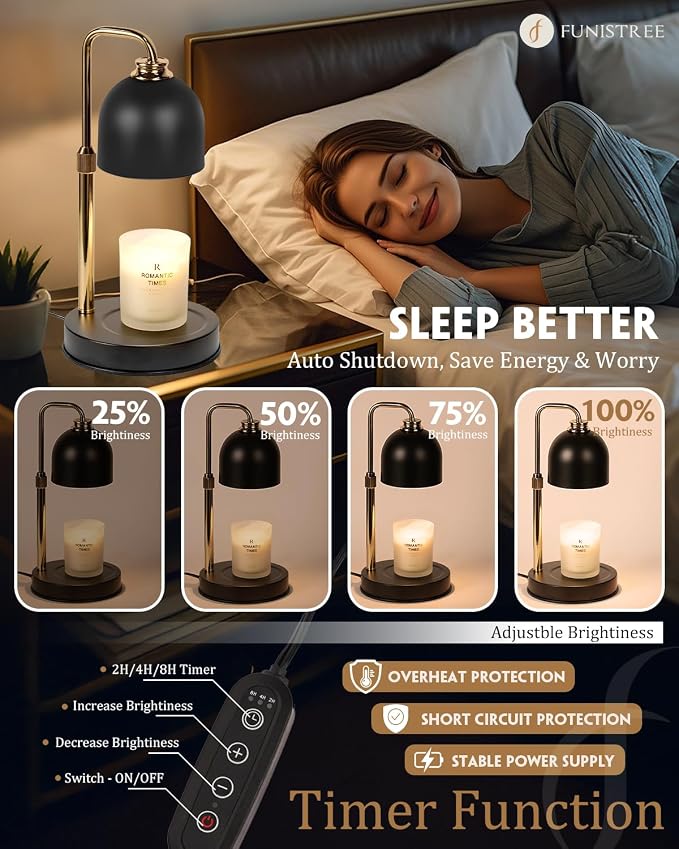 Candle Warmer Lamp with Timer & Dimmable Brightness, House Warming Gifts New Home, Candle Warming Lamp Gifts for Mothers Day, Birthday Gifts for Women Mom, Flameless Wax Melt Warmer for Jar Candles