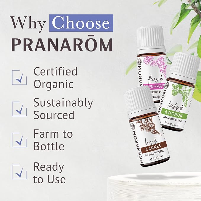 Pranarom - South of France Diffusion Essential Oil Kit (3 - Pack of 5ml) Aix-en-Provence, Cannes, and Avignon - 100% Pure Essential Oil | USDA and ECOCERT Certified Organic