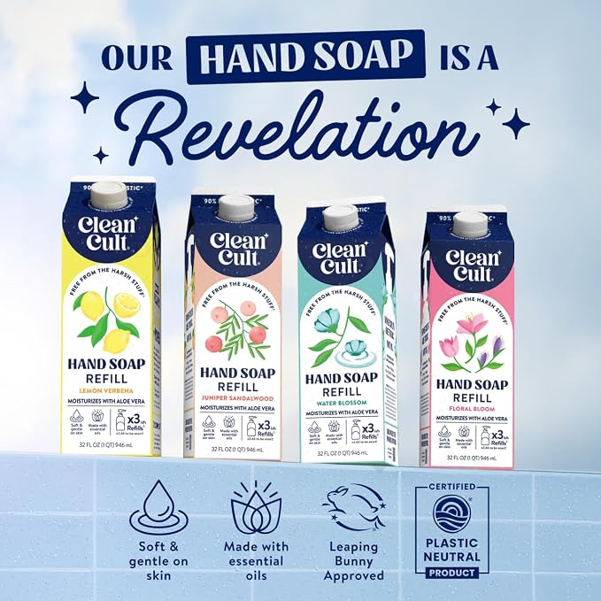 Cleancult Liquid Hand Soap Refill - Juniper Sandalwood - Gentle On Sensitive Skin - Made with Aloe Vera & Essential Oils - Eco Friendly - Paper-Based Packaging - 32 oz/1 Pack