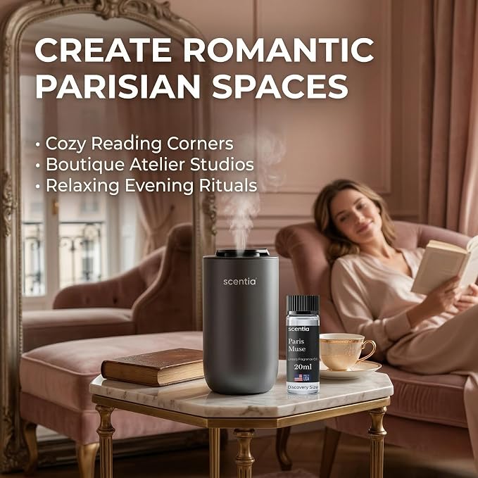 Scentia Paris Muse Aromatherapy Oil for Diffuser – Hotel Scent Inspired by Hotel Costes Paris – 20 mL – Rose, Sandalwood & Clove Natural Fragrance Oil for Waterless & Cold Air Diffusers, Made in USA