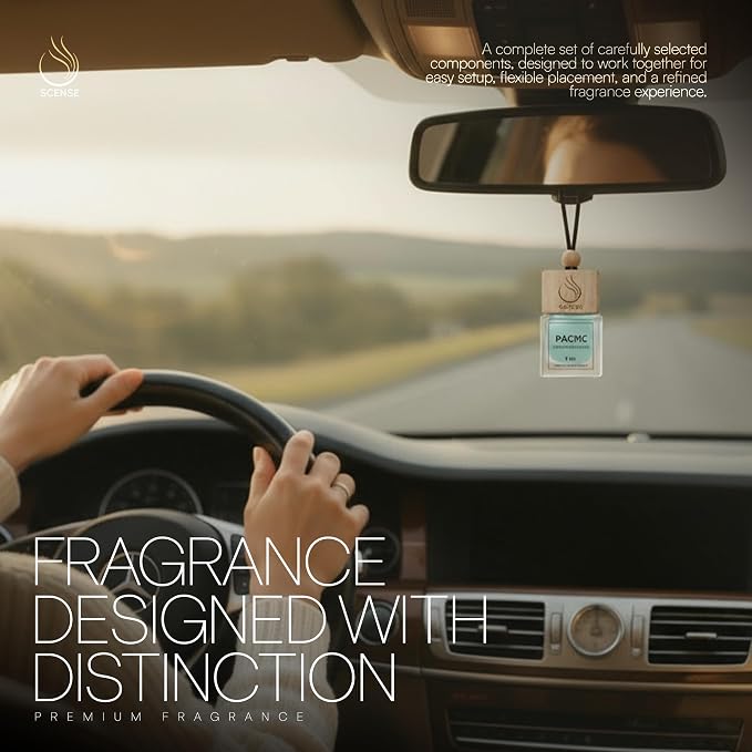 PACIFIC Luxury Car Air Freshener for Men & Women | Perfume Style Car Fragrance Diffuser & Vent Clip | Odor Eliminating New Car Smell Long Lasting Scent Refillable | Premium Car Scent by SCENSE