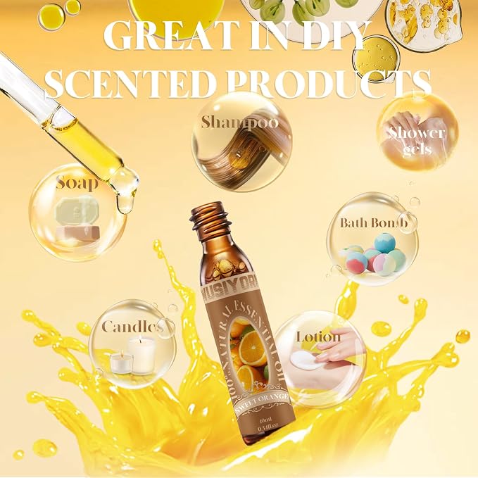 Sweet Orange Essential Oil 10ML - 100% Pure and Natural Therapeutic Grade Oils for Aromatherapy Diffuser - 0.34 Fl Oz/Sweet Orange