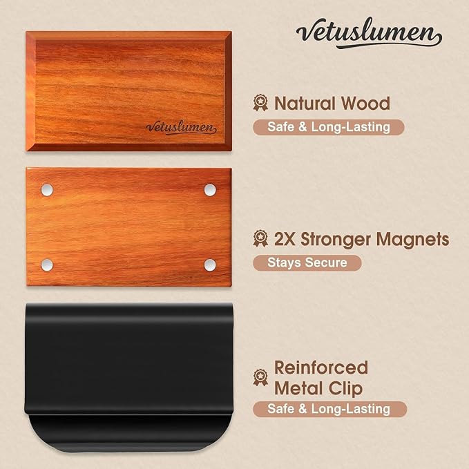 6 Pack Wood Car Air Freshener -3 Scents(Amber-Teak-Pine) Wooden Air Freshener, Natural Essential Oil Scents - Metal Clip Included
