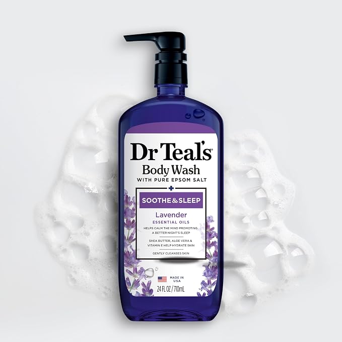 Dr Teal's Body Wash with Pure Epsom Salt, Soothe & Sleep with Lavender, 24 fl oz (Pack of 2)