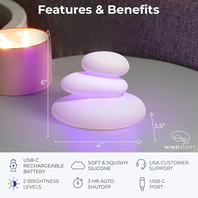 Mindsight 'Breathing Buddha' Guided Visual Meditation | 3 Modes to Slow Your Breathing & Calm Your Mind | Stress & Anxiety Relief | Wellness Gift | Adults, Kids, Classrooms | USB Rechargeable
