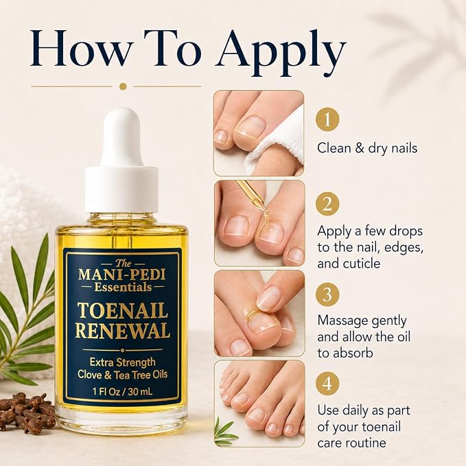 TMPE Toenail Renewal Serum. Extra Strength formula with Natural Power of Clove & Tea Tree Oils. Pure & Natural - 1 Fl Oz
