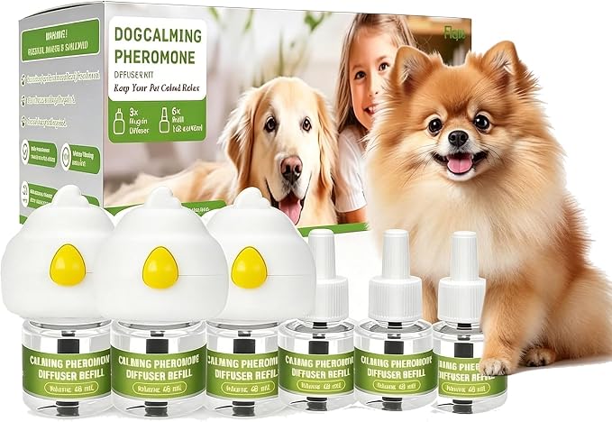 9 PCS Dog Calming Pheromone Diffuser with 6 Refills (48mL Each) - 3 Plug-Ins for 180 Days Continuous Stress Reduction for Dogs