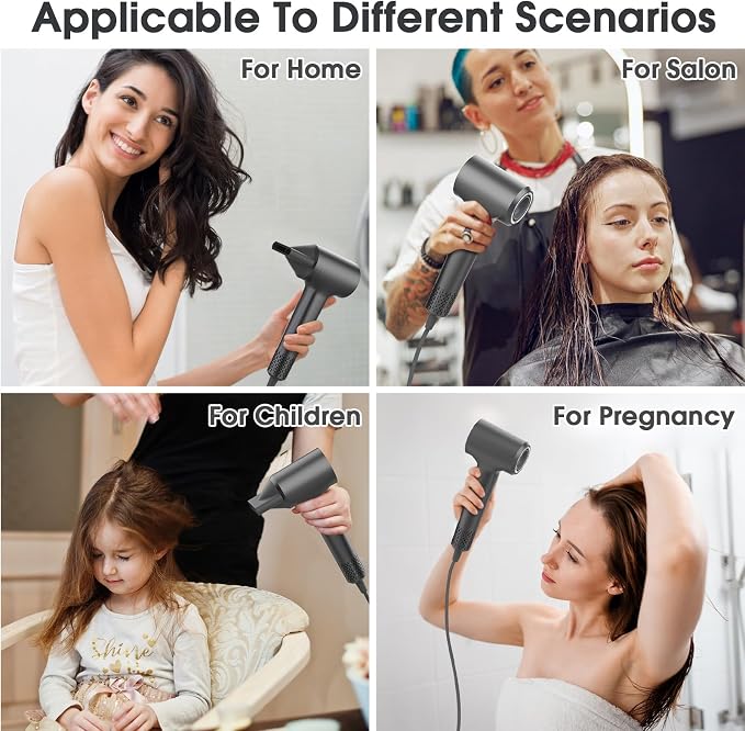 KARFUN Hair Dryer, Blow Dryer, Plasma Hairdryer, Ionic Hair Dryer for Women, Blow Dryers for Women, Professional High Speed Hair Dryers (Dark Gray)