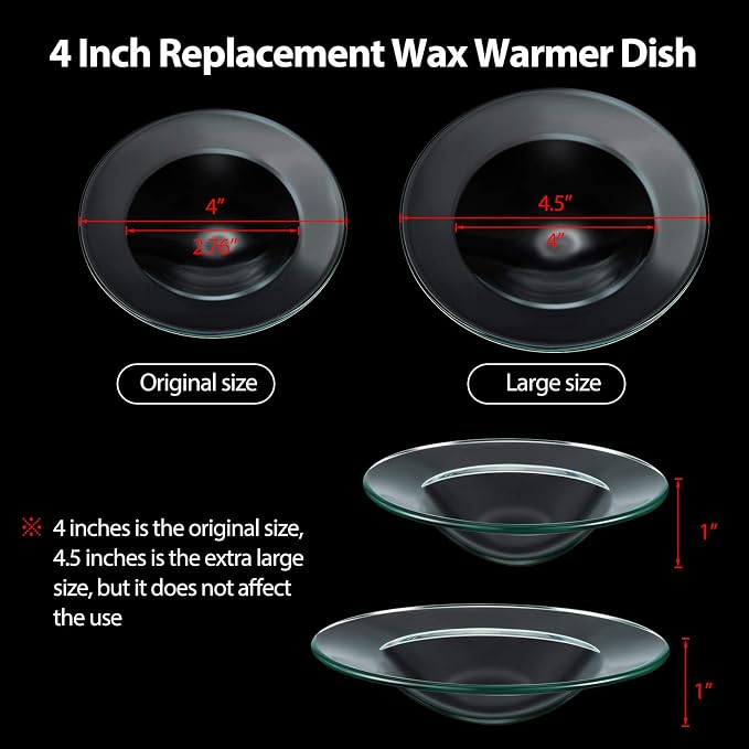 Patelai 2 Pcs 4 Inches Replacement Oil Warmer Dish Round Glass Dish Wax Melt Candle Warmer Bowl Plate Lid Tray for Aroma Lamp Electric Lamps Oil and Tart