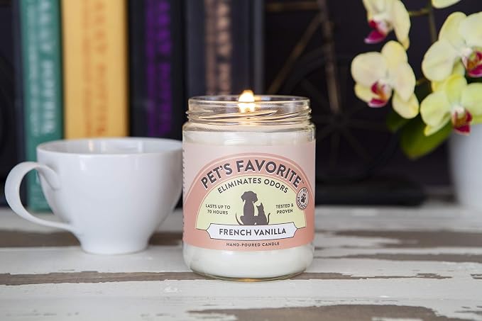 Pet's Favorite Pet Odor Candle, Clean Burning, Long Lasting Scented Candles with a Cotton Wick. (Calming Lavender/French Vanilla, Pack of 2)