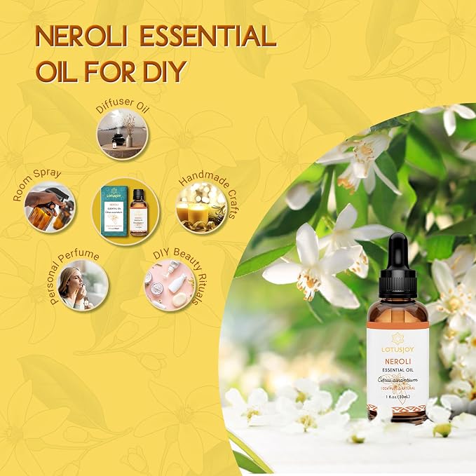 Neroli Essential Oil Organic for Skin Diffuser Room Spray, 100% Pure Bitter Orange Blossom Essential Oil Neroli 1 Oz