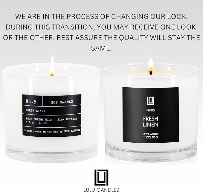 Lulu Candles | Fresh Linen | Luxury Scented Soy Jar Candle | Hand Poured in The USA | Highly Scented & Long Lasting | 11 Oz.