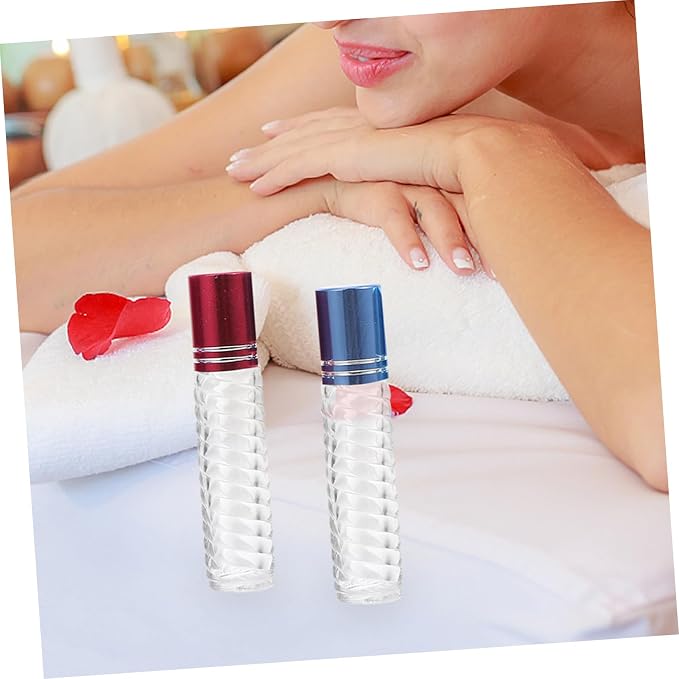 VICASKY 12pcs 5ml Glass Essential Oil Roller Ball Bottles with Caps Refillable Perfume Bottle Kit Portable Travel Roll-on for Aromatherapy and Cosmetic Use Random Color