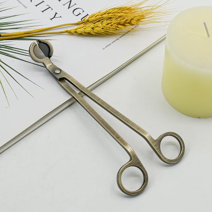 Candle Wick Trimmer, Stainless Steel Wick Clipper Cutter Scissor, Antique Candle Accessory Gift for Candles Lovers (Bronze)