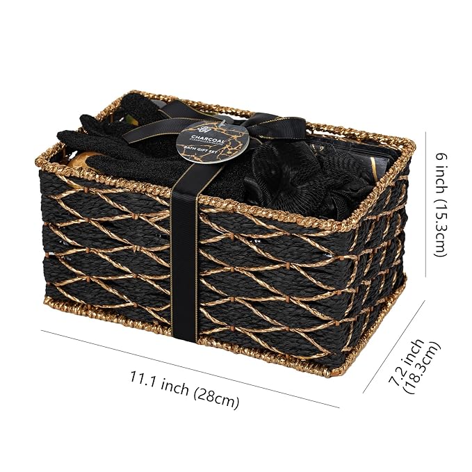 35 Pcs Charcoal Bath & Body Gift Basket for Women & Men, Mother's Day Gifts, Face Skin Care Kit, Home Spa Basket Gift, Self-Care Gift, Bath Bomb, Birthday, Christmas, Anniversary, Valentines, Wife