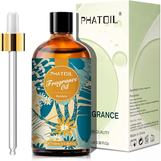 PHATOIL 3.38FL.OZ Mandarin Fragrance Oils for Aromatherapy, Essential Oils for Diffusers for Home, Perfect for Diffuser, DIY Candle and Soap Making, DIY Scented Products - 100ml
