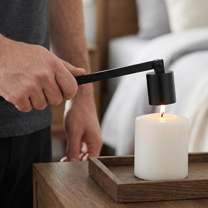 6 PCS 6.3 Inch Candle Snuffer Accessory, Stainless Steel Black Candle Extinguisher with Long Handle and Straight Tube, Candlesnuffers Extinguish Candle Wicks for Tea Light Candles