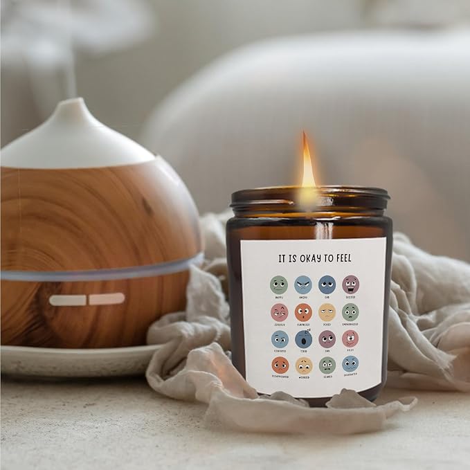 Mancheng-zi Mental Health Scented Candles - Therapist & Counselor Gifts - Calm Room Decor - It is Okay to Feel Candle Gifts