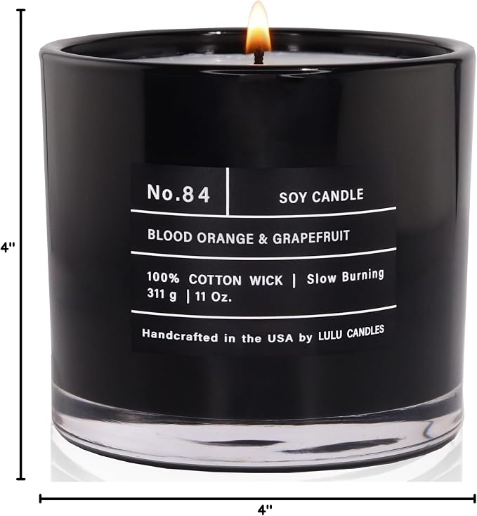 Lulu Candles | Blood Orange & Grapefruit | Smells Citrusy & Uplifting | Luxury Scented Soy Jar Candle | Hand Poured in The USA | Highly Scented Long Lasting (11 Oz.)