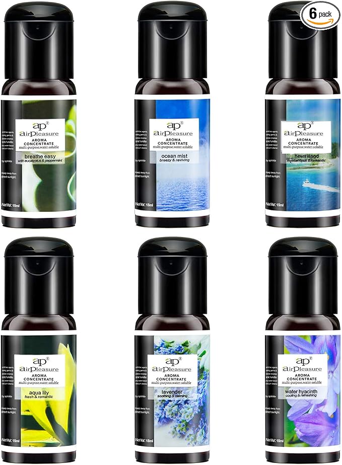 Reborn Essential Oils Set, 6x15ml Fragrance Oils Kit for Diffuser, Humidifier, Aromatherapy, Air Purifier - Aqua Lily, Water Hyacinth, Breathe Easy, Ocean Mist, Neverland, Lavender