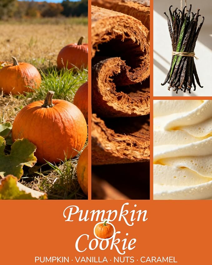 Fall Scented Candle for Home, Pumpkin Cookie 7.05 oz 40 Hour Burn Time, Long Lasting Soy Jar Candle, Gifts for Christmas, Halloween, Mother's Day, Inspirational Gifts for Women, Aromatherapy